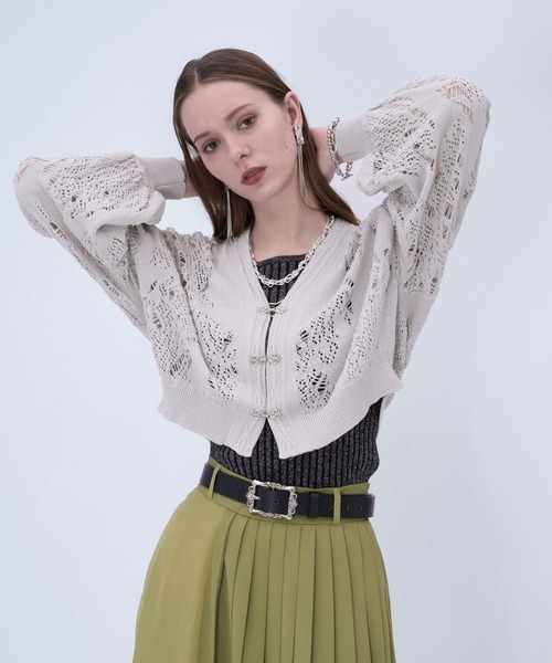 HARE（ハレ）の「スカシアミチャイナニットカーディガン(HARE)（カーディガン/ボレロ・レディース・ブラック/ブルー/グレー・FREE）」の19枚目の写真