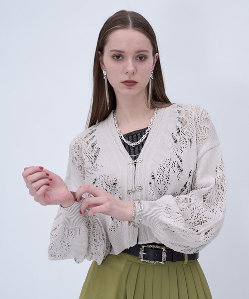 HARE（ハレ）の「スカシアミチャイナニットカーディガン(HARE)（カーディガン/ボレロ・レディース・ブラック/ブルー/グレー・FREE）」の20枚目の写真