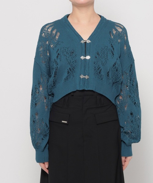 HARE（ハレ）の「スカシアミチャイナニットカーディガン(HARE)（カーディガン/ボレロ・レディース・ブラック/ブルー/グレー・FREE）」の22枚目の写真