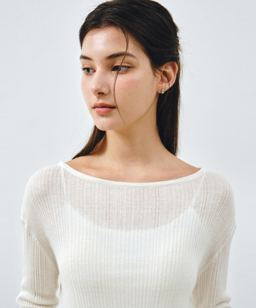 MONGDOL(モンドル)の「シースルーレースアップニットブラウスホワイトMDBL009WHITE(ニット/セーター・レディース・その他・F)」の4枚目の写真