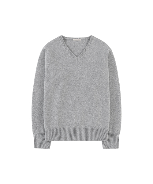 VANONE ATELIER（バノンアトリエ）の「KN4290 エッセンシャルVネックニット_メランジェグレー（ニット/セーター・レディース・ライトグレー・FREE）」の2枚目の写真