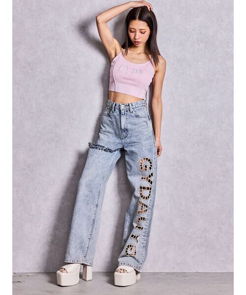 GYDA(ジェイダ)の「ハイウエストGYDA CUT OUT SIDE RIPPEDデニムパンツ(デニムパンツ・レディース・ブルー/ライトブルー・MEDIUM/SMALL)」の8枚目の写真
