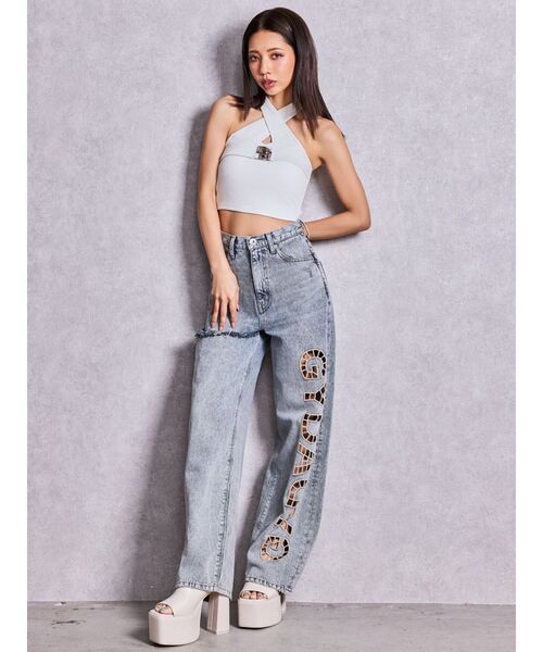 GYDA(ジェイダ)の「ハイウエストGYDA CUT OUT SIDE RIPPEDデニムパンツ(デニムパンツ・レディース・ブルー/ライトブルー・MEDIUM/SMALL)」の12枚目の写真