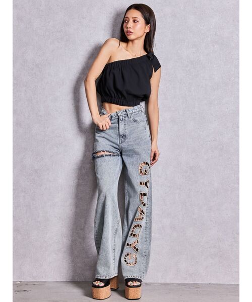 GYDA(ジェイダ)の「ハイウエストGYDA CUT OUT SIDE RIPPEDデニムパンツ(デニムパンツ・レディース・ブルー/ライトブルー・MEDIUM/SMALL)」の14枚目の写真