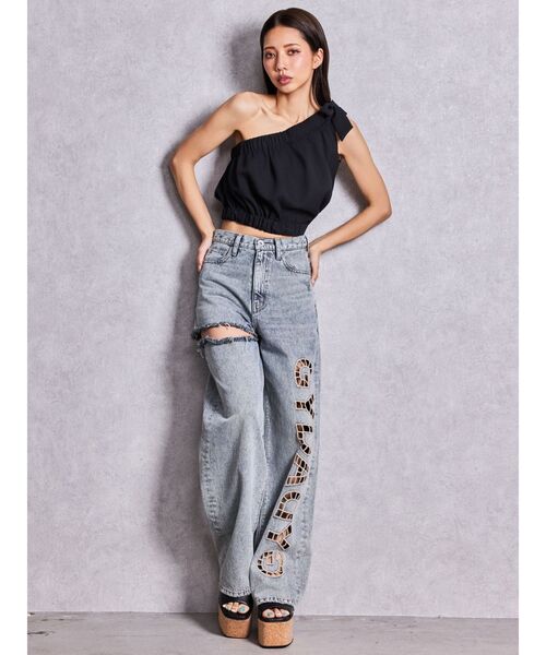 GYDA(ジェイダ)の「ハイウエストGYDA CUT OUT SIDE RIPPEDデニムパンツ(デニムパンツ・レディース・ブルー/ライトブルー・MEDIUM/SMALL)」の15枚目の写真