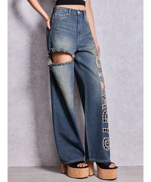 GYDA(ジェイダ)の「ハイウエストGYDA CUT OUT SIDE RIPPEDデニムパンツ(デニムパンツ・レディース・ブルー/ライトブルー・MEDIUM/SMALL)」の22枚目の写真