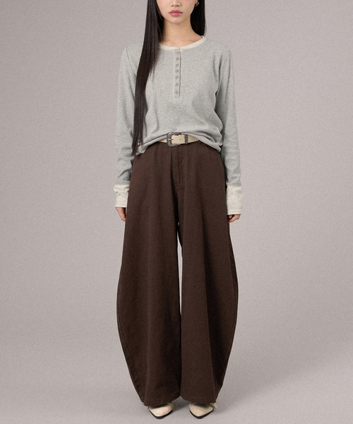 apres jour mignon(アプレジュールミニョン)の「配色ヘンリートップス(Tシャツ/カットソー・レディース・グレー/ピンク/ネイビー/ブラック・X-LARGE/フリー)」の8枚目の写真