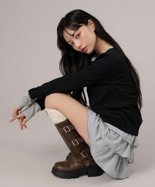 apres jour mignon(アプレジュールミニョン)の「配色ヘンリートップス(Tシャツ/カットソー・レディース・グレー/ピンク/ネイビー/ブラック・X-LARGE/フリー)」の20枚目の写真