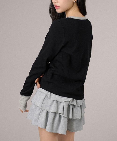 apres jour mignon(アプレジュールミニョン)の「配色ヘンリートップス(Tシャツ/カットソー・レディース・グレー/ピンク/ネイビー/ブラック・X-LARGE/フリー)」の14枚目の写真