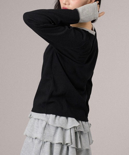 apres jour mignon(アプレジュールミニョン)の「配色ヘンリートップス(Tシャツ/カットソー・レディース・グレー/ピンク/ネイビー/ブラック・X-LARGE/フリー)」の15枚目の写真