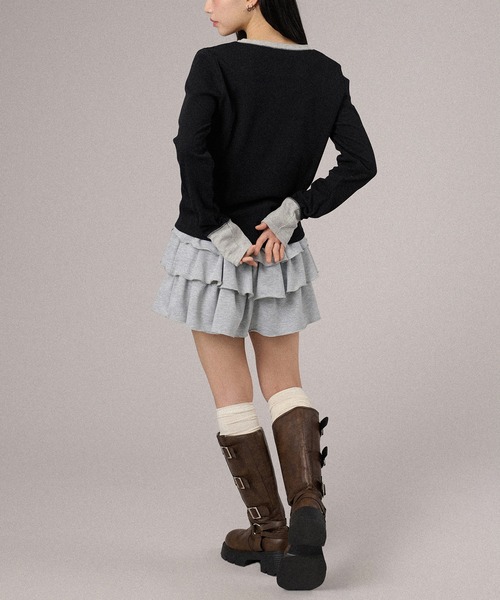 apres jour mignon(アプレジュールミニョン)の「配色ヘンリートップス(Tシャツ/カットソー・レディース・グレー/ピンク/ネイビー/ブラック・X-LARGE/フリー)」の18枚目の写真