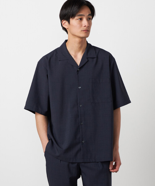 COMME CA ISM（コムサイズム）の「【吸水速乾】リネンライクポリエステル オープンカラー半袖シャツ（シャツ/ブラウス・メンズ・ベージュ/ネイビー/カーキ/ブラック・MEDIUM/LARGE）」の4枚目の写真