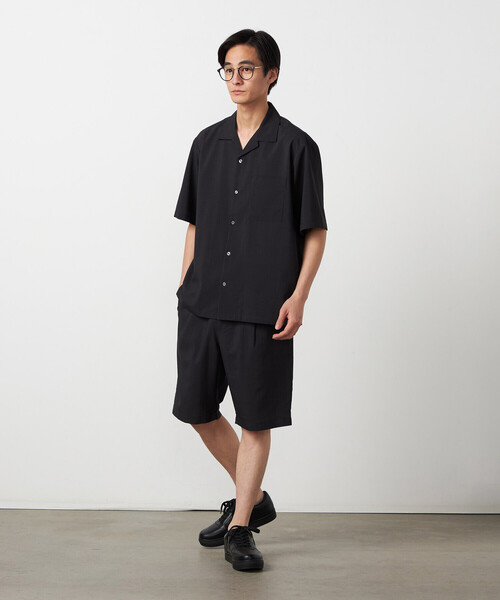 COMME CA ISM（コムサイズム）の「【吸水速乾】リネンライクポリエステル オープンカラー半袖シャツ（シャツ/ブラウス・メンズ・ベージュ/ネイビー/カーキ/ブラック・MEDIUM/LARGE）」の5枚目の写真