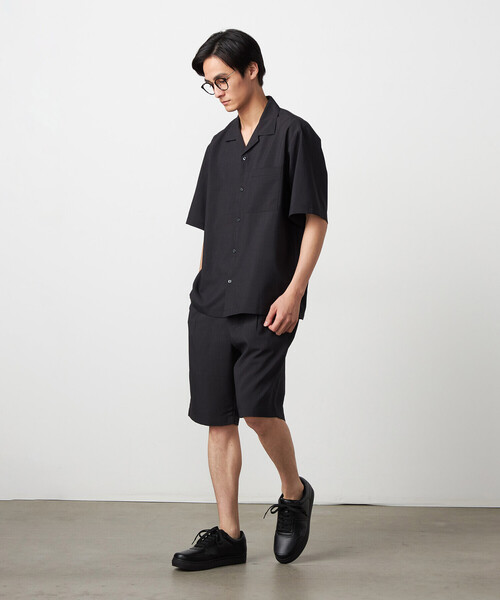 COMME CA ISM（コムサイズム）の「【吸水速乾】リネンライクポリエステル オープンカラー半袖シャツ（シャツ/ブラウス・メンズ・ベージュ/ネイビー/カーキ/ブラック・MEDIUM/LARGE）」の6枚目の写真