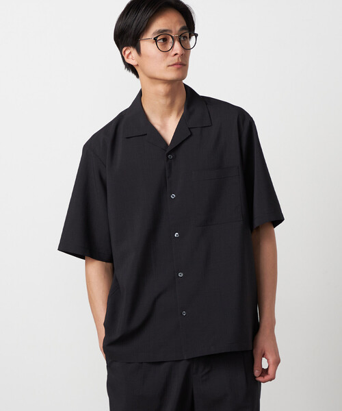 COMME CA ISM（コムサイズム）の「【吸水速乾】リネンライクポリエステル オープンカラー半袖シャツ（シャツ/ブラウス・メンズ・ベージュ/ネイビー/カーキ/ブラック・MEDIUM/LARGE）」の7枚目の写真