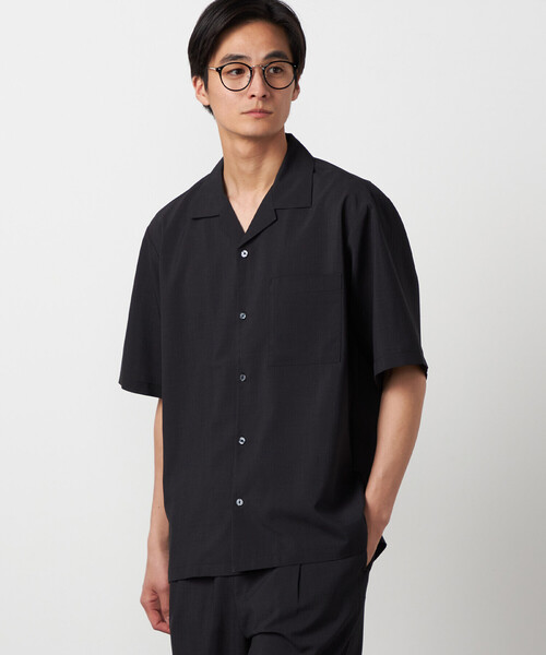 COMME CA ISM（コムサイズム）の「【吸水速乾】リネンライクポリエステル オープンカラー半袖シャツ（シャツ/ブラウス・メンズ・ベージュ/ネイビー/カーキ/ブラック・MEDIUM/LARGE）」の8枚目の写真