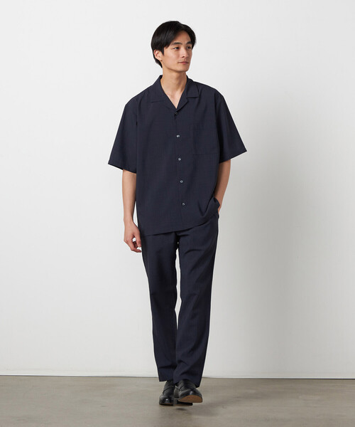 COMME CA ISM（コムサイズム）の「【吸水速乾】リネンライクポリエステル オープンカラー半袖シャツ（シャツ/ブラウス・メンズ・ベージュ/ネイビー/カーキ/ブラック・MEDIUM/LARGE）」の9枚目の写真