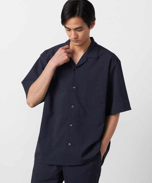 COMME CA ISM（コムサイズム）の「【吸水速乾】リネンライクポリエステル オープンカラー半袖シャツ（シャツ/ブラウス・メンズ・ベージュ/ネイビー/カーキ/ブラック・MEDIUM/LARGE）」の12枚目の写真