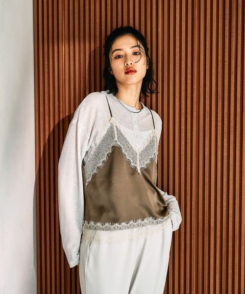 LEPSIM（レプシィム）の「サテンレースキャミ　658019（キャミソール・レディース・カーキ/ブラック/チャコールグレー・FREE）」の3枚目の写真