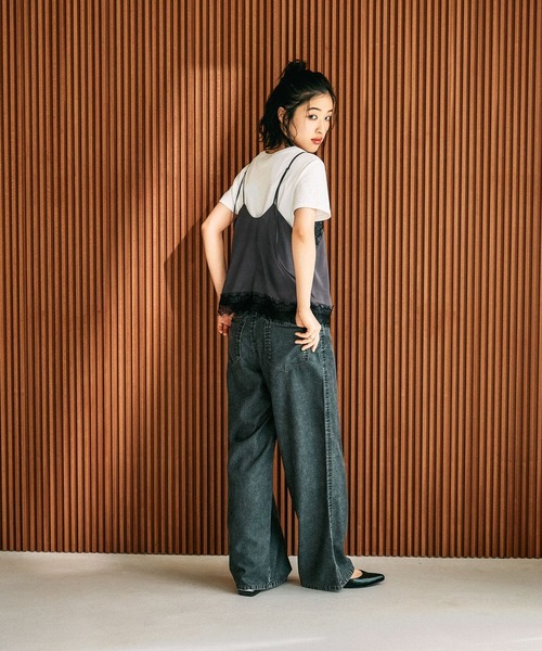 LEPSIM（レプシィム）の「サテンレースキャミ　658019（キャミソール・レディース・カーキ/ブラック/チャコールグレー・FREE）」の8枚目の写真