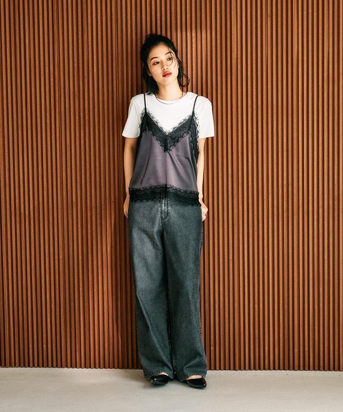 LEPSIM（レプシィム）の「サテンレースキャミ　658019（キャミソール・レディース・カーキ/ブラック/チャコールグレー・FREE）」の9枚目の写真