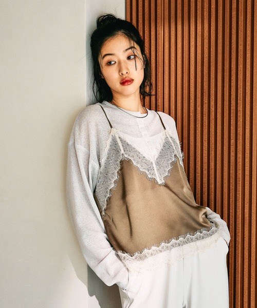 LEPSIM（レプシィム）の「サテンレースキャミ　658019（キャミソール・レディース・カーキ/ブラック/チャコールグレー・FREE）」の11枚目の写真