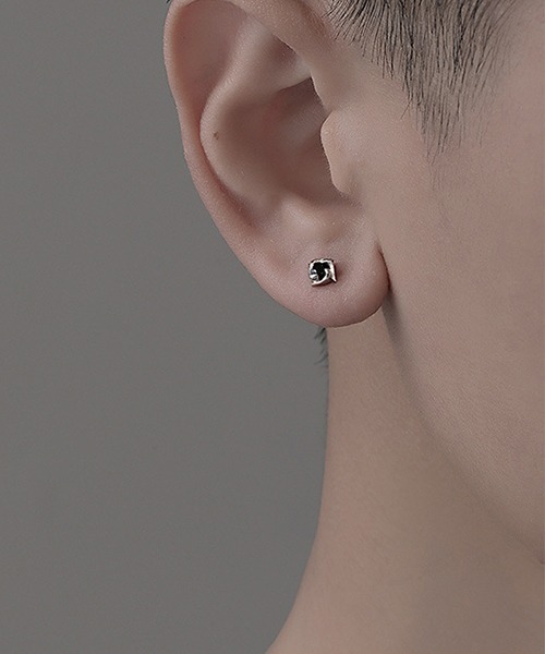 Bz》EK565/ブラックストーンペアピアス/両耳用/メンズ(NEZ)（ピアス