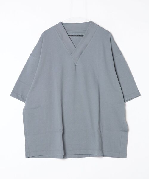 my beautiful landlet（マイビューティフルランドレット）の「【my beautiful landlet】 USA COTTON V-NECK BIG T-SHIRT（Tシャツ/カットソー・メンズ・ブラック/オフホワイト/グレー/チャコールグレー・FREE）」の4枚目の写真