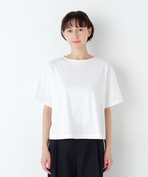 human woman(ヒューマンウーマン)の「◆【ウォッシャブル】刺繍ロゴ入り天竺Tシャツ(Tシャツ/カットソー・レディース・ホワイト/ベージュ系その他2・MEDIUM)」の6枚目の写真