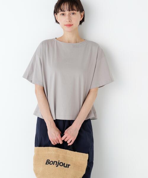 human woman(ヒューマンウーマン)の「◆【ウォッシャブル】刺繍ロゴ入り天竺Tシャツ(Tシャツ/カットソー・レディース・ホワイト/ベージュ系その他2・MEDIUM)」の18枚目の写真