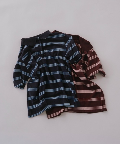duei（デュイ）の「ボーダーポロトップス（Tシャツ/カットソー・レディース・ボルドー/ネイビー・FREE）」の2枚目の写真