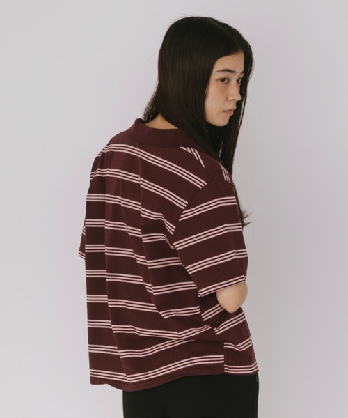 duei（デュイ）の「ボーダーポロトップス（Tシャツ/カットソー・レディース・ボルドー/ネイビー・FREE）」の3枚目の写真