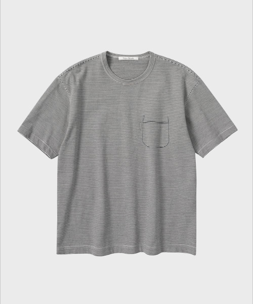 NONBLANK(ノンブランク)の「ピンストライプTシャツ_GREY(Tシャツ/カットソー・メンズ・ライトグレー・MEDIUM/LARGE/X-LARGE)」の1枚目の写真