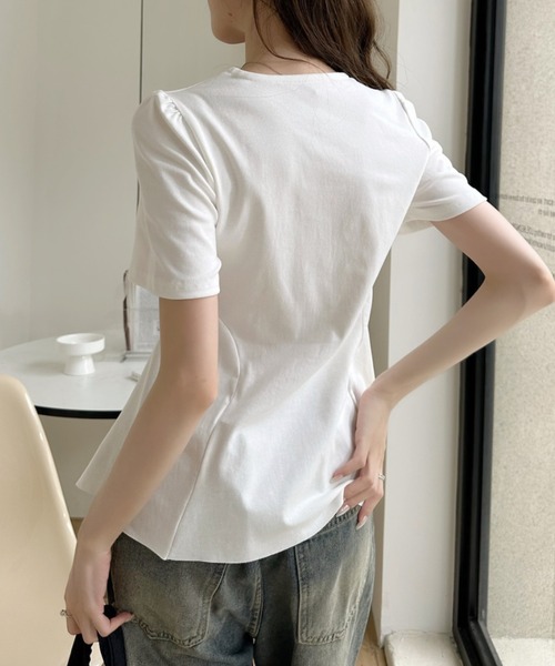 Ada.(エイダ)の「ペプラム スクエアネック 半袖 プルオーバー(Tシャツ/カットソー・レディース・ブルー/ブラック/ピンク/ホワイト・FREE)」の11枚目の写真