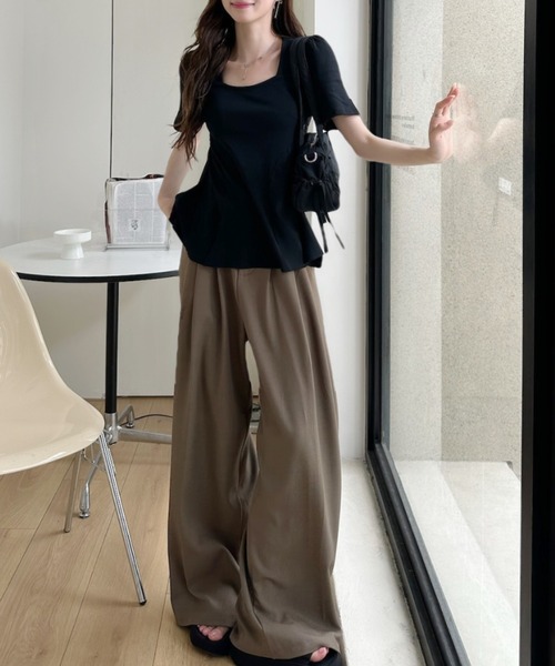 Ada.(エイダ)の「ペプラム スクエアネック 半袖 プルオーバー(Tシャツ/カットソー・レディース・ブルー/ブラック/ピンク/ホワイト・FREE)」の17枚目の写真