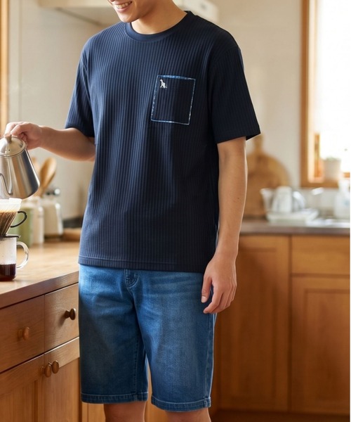 TETE(テット)の「【TETE SELECTION】サッカーダブルポケットTシャツ/シアサッカー 半袖 クルーネック カジュアル(Tシャツ/カットソー・メンズ・チャコールグレー/ホワイト/ネイビー・X-LARGE/LARGE/MEDIUM)」の16枚目の写真