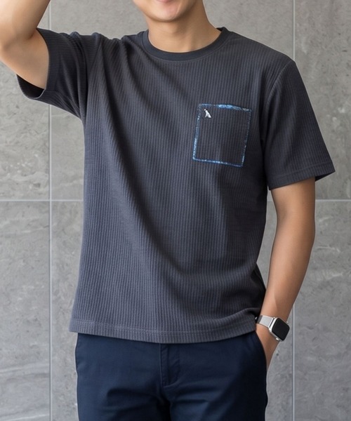 TETE(テット)の「【TETE SELECTION】サッカーダブルポケットTシャツ/シアサッカー 半袖 クルーネック カジュアル(Tシャツ/カットソー・メンズ・チャコールグレー/ホワイト/ネイビー・X-LARGE/LARGE/MEDIUM)」の14枚目の写真