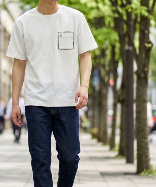 TETE(テット)の「【TETE SELECTION】サッカーダブルポケットTシャツ/シアサッカー 半袖 クルーネック カジュアル(Tシャツ/カットソー・メンズ・チャコールグレー/ホワイト/ネイビー・X-LARGE/LARGE/MEDIUM)」の13枚目の写真