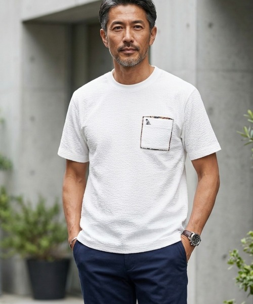 TETE(テット)の「【TETE SELECTION】サッカーダブルポケットTシャツ/シアサッカー 半袖 クルーネック カジュアル(Tシャツ/カットソー・メンズ・チャコールグレー/ホワイト/ネイビー・X-LARGE/LARGE/MEDIUM)」の11枚目の写真