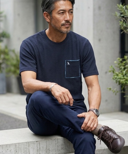 TETE(テット)の「【TETE SELECTION】サッカーダブルポケットTシャツ/シアサッカー 半袖 クルーネック カジュアル(Tシャツ/カットソー・メンズ・チャコールグレー/ホワイト/ネイビー・X-LARGE/LARGE/MEDIUM)」の15枚目の写真