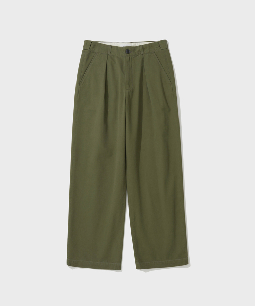 SHIRTER(シャーター)の「COTTON DRILL WIDE CHINO PANTS (OLIVE)(その他パンツ・メンズ・その他・SMALL/LARGE/MEDIUM)」の1枚目の写真