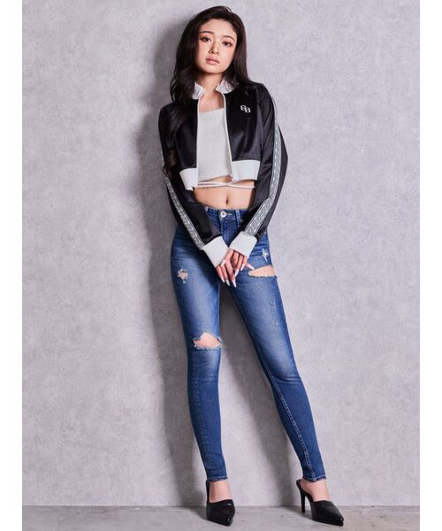 GYDA（ジェイダ）の「ミドルウエストSIDE RIPPEDスキニーデニムパンツ（デニムパンツ・レディース・インディゴブルー・SMALL/X-SMALL/MEDIUM）」の8枚目の写真