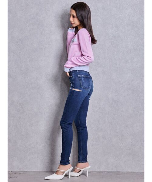 GYDA（ジェイダ）の「ミドルウエストSIDE RIPPEDスキニーデニムパンツ（デニムパンツ・レディース・インディゴブルー・SMALL/X-SMALL/MEDIUM）」の13枚目の写真