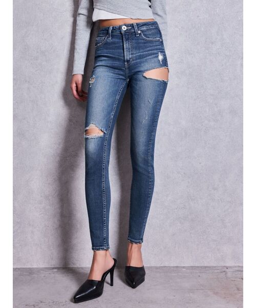 GYDA（ジェイダ）の「ミドルウエストSIDE RIPPEDスキニーデニムパンツ（デニムパンツ・レディース・インディゴブルー・SMALL/X-SMALL/MEDIUM）」の17枚目の写真