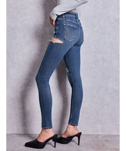 GYDA（ジェイダ）の「ミドルウエストSIDE RIPPEDスキニーデニムパンツ（デニムパンツ・レディース・インディゴブルー・SMALL/X-SMALL/MEDIUM）」の18枚目の写真