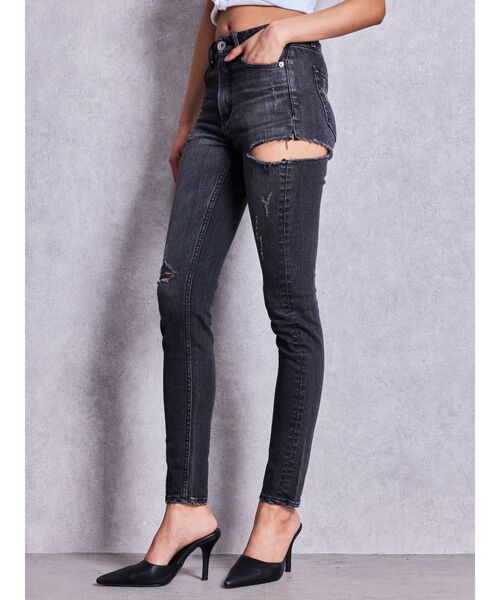 GYDA（ジェイダ）の「ミドルウエストSIDE RIPPEDスキニーデニムパンツ（デニムパンツ・レディース・インディゴブルー・SMALL/X-SMALL/MEDIUM）」の21枚目の写真