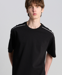 ピンストライプポイント半袖Tシャツブラック