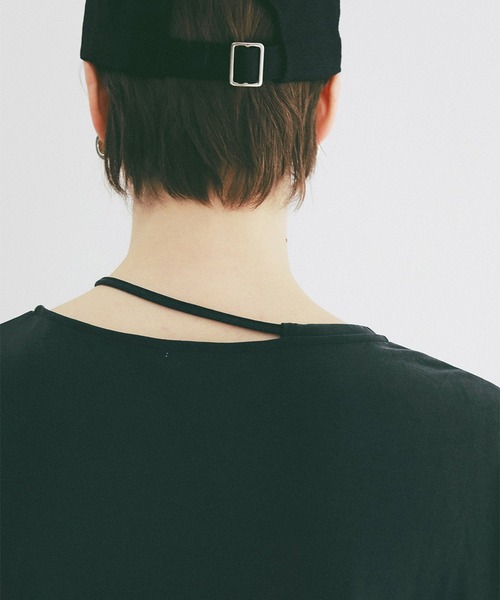 CLANE（クラネ）の「DROOP THIN CODE SOFT TOPS（Tシャツ/カットソー・レディース・ブラック/ホワイト/ピンク・F）」の7枚目の写真