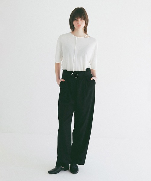 CLANE（クラネ）の「DROOP THIN CODE SOFT TOPS（Tシャツ/カットソー・レディース・ブラック/ホワイト/ピンク・F）」の12枚目の写真