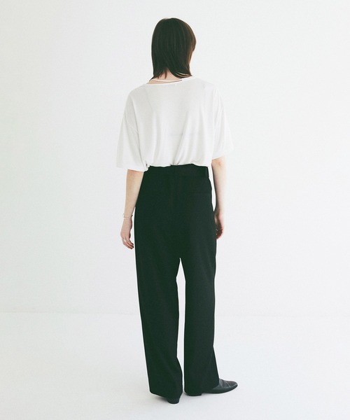 CLANE（クラネ）の「DROOP THIN CODE SOFT TOPS（Tシャツ/カットソー・レディース・ブラック/ホワイト/ピンク・F）」の13枚目の写真